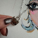 LV Bag Charm Necklace - Silver