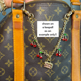 Upcycled Bag Charm Set with Vintage LV Charm and Cherries