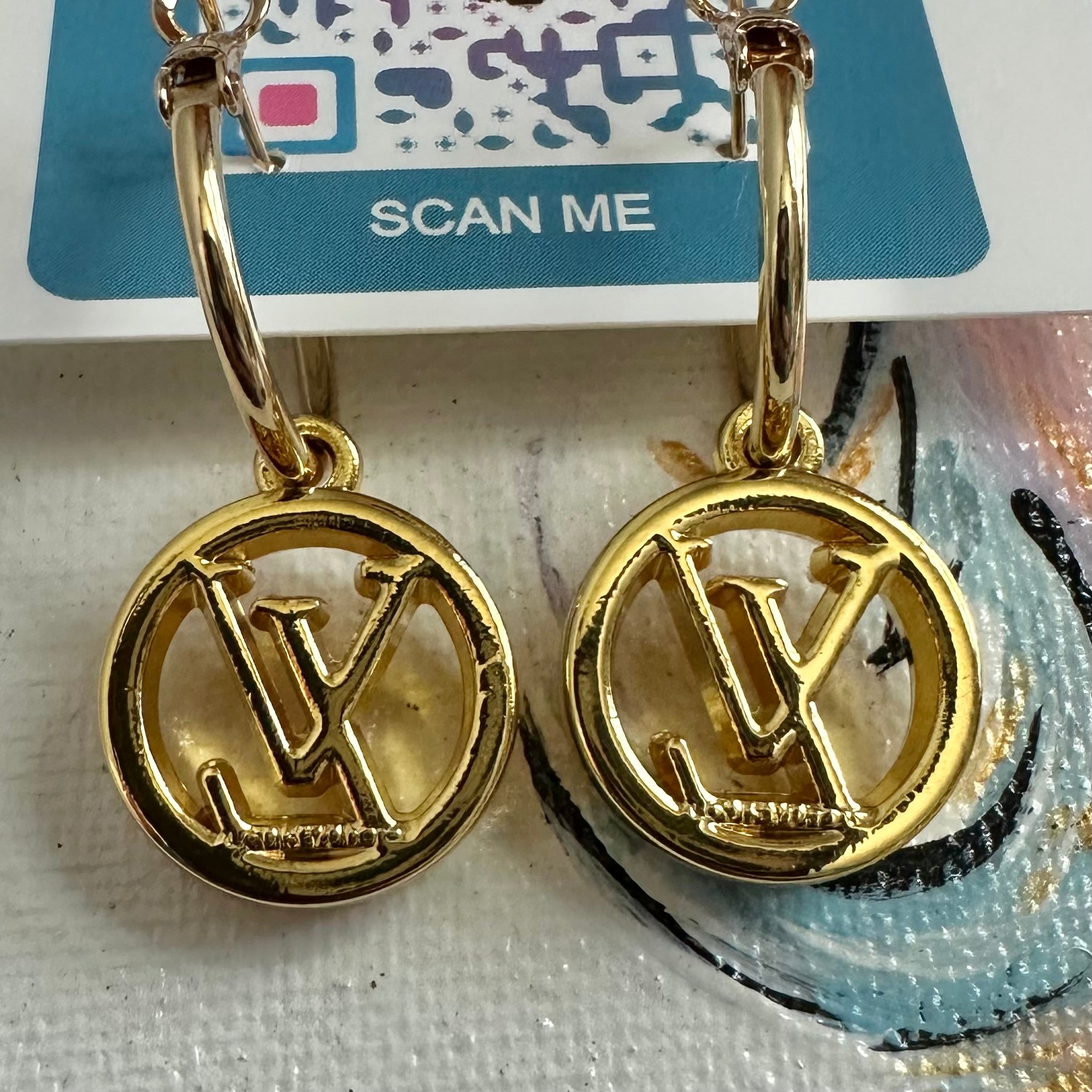 Louis Vuitton Gold LV Hoop Earrings JI-534555 14K Gold LV Louis Vuitton Custom Hoops – Johnny main image 3