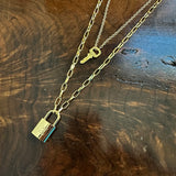Key to My Heart - Brass LV Padlock & Key - Double Layer Necklace