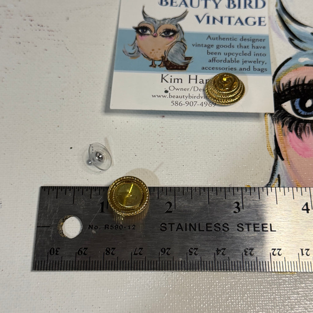 Upcycled Gold Gucci GG Button Earring Studs