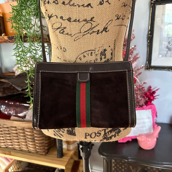 The Junco - Brown Suede Vintage Gucci GG Crossbody (larger)