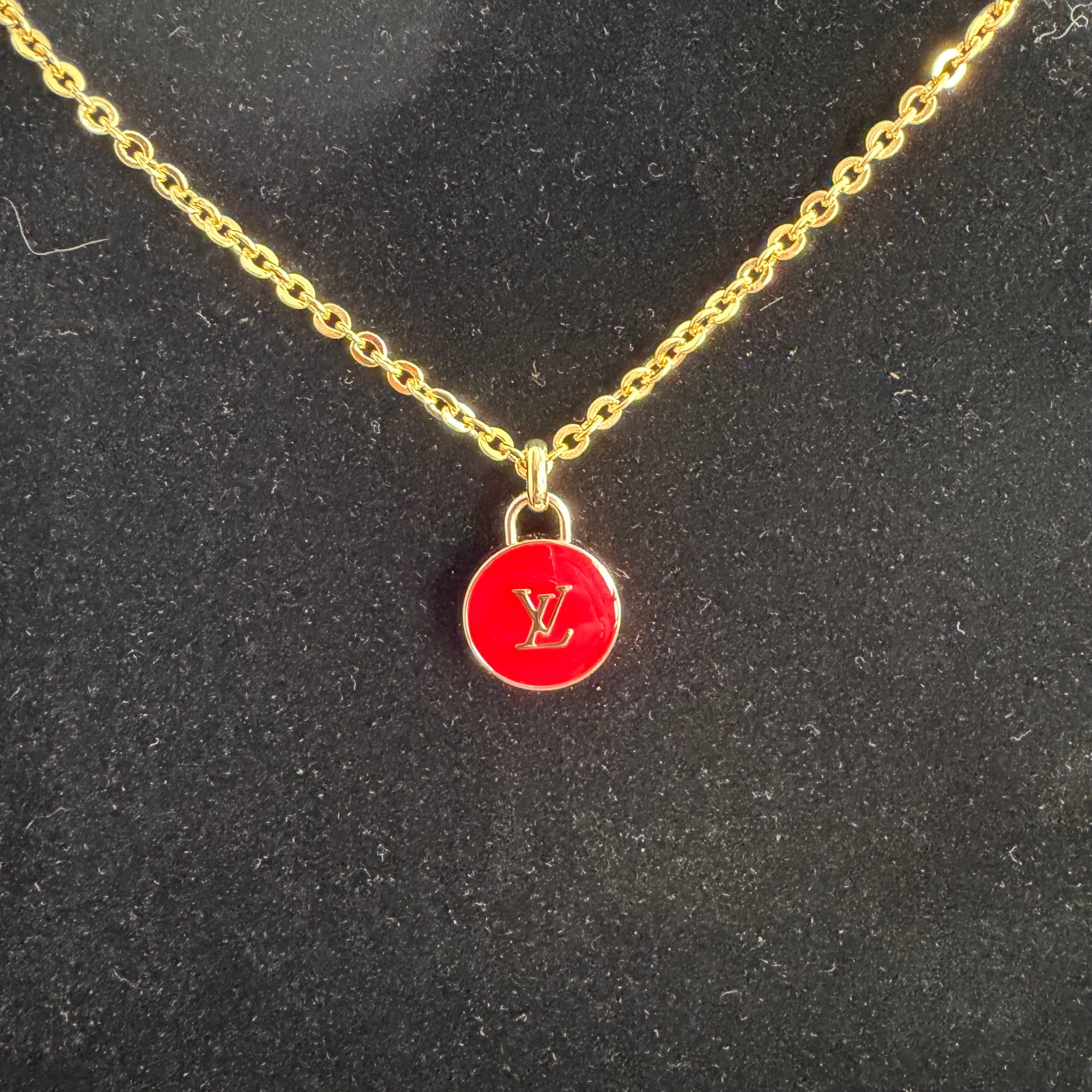 Small LV Charm Necklace - Gold-Filled Chain
