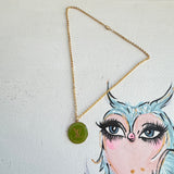 Upcycled Green LV Trunks & Bags Charm on Gold-Filled Link Chain