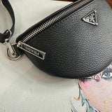 Black Leather Prada Tag Sling/Fanny Pack Bag