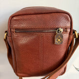Cognac Leather Messenger Bag with LV Monogram Patch
