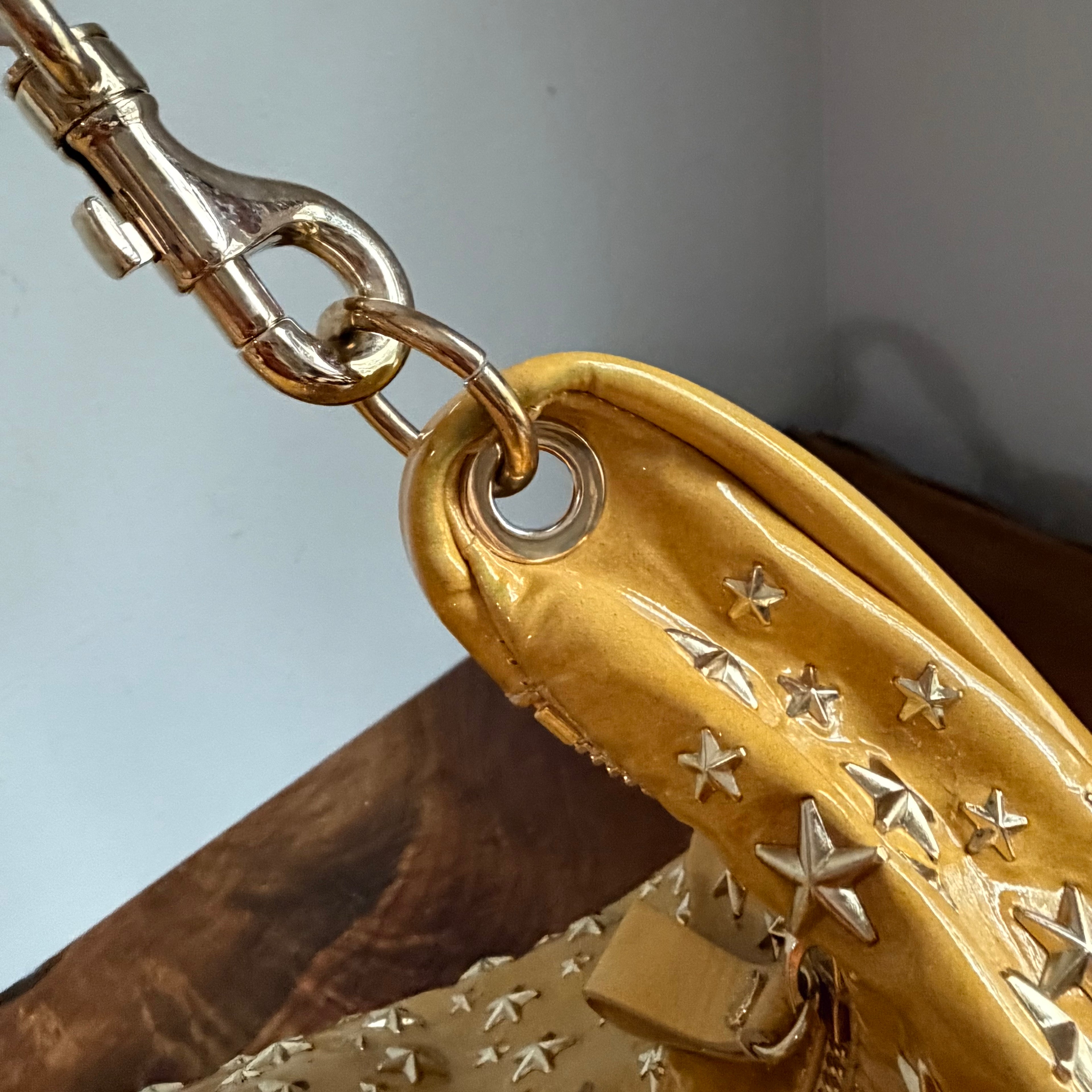 The Peacock Hobo - Vintage Jimmy Choo Star Stud Sky Bag in Golden