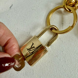 Golden Cherry Bag Charm/Keychain with Authentic LV Padlock
