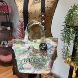The Crossbody Tote Bag - Canvas Gucci Tiger (with black GG charm)