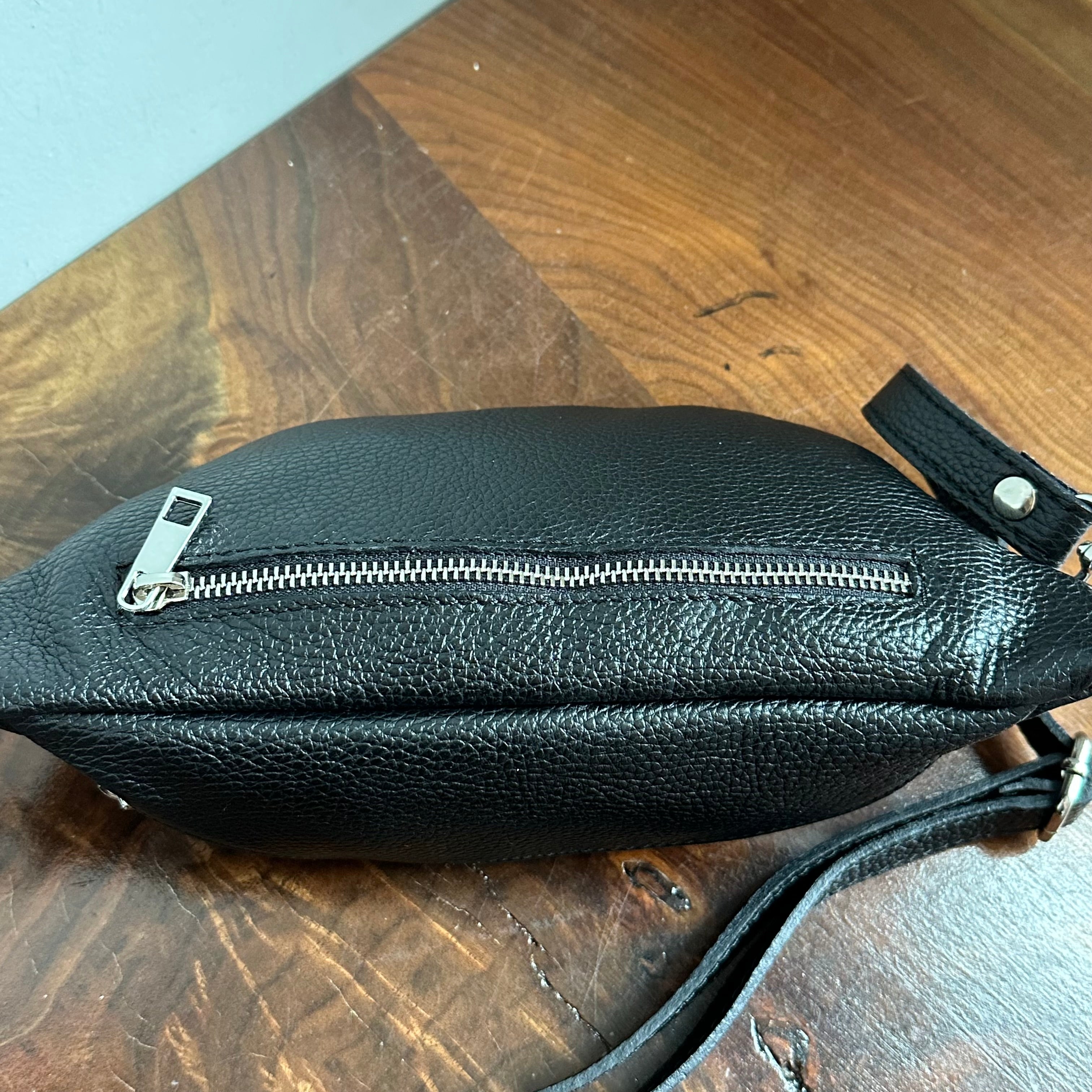 Black Leather Prada Tag Sling/Fanny Pack Bag (smaller)
