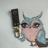 Tiny Upcycled LV Bag Charm/Keychain with LV Eyelets