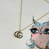 Upcycled Multicolored GG Charm on GF Chain Necklace