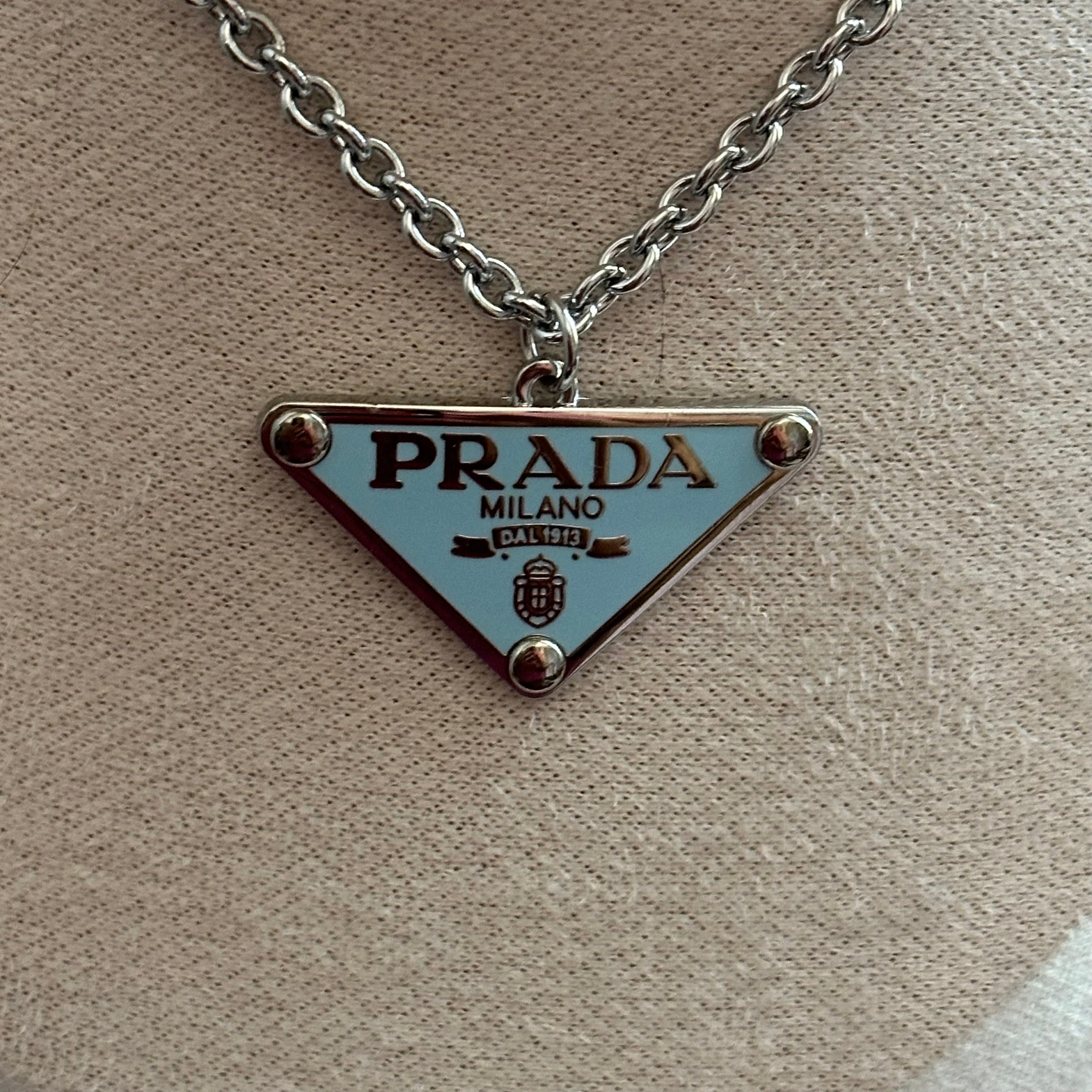Upcycled Prada Zipper Pull Necklace in Silver