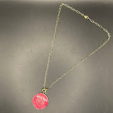 Large Hot Pink LV Trunks & Bags Charm on Gold-Filled Paperclip Chain Necklace