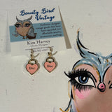 Peachy-Pink Dior Heart Zipper Pull Earrings - Gold