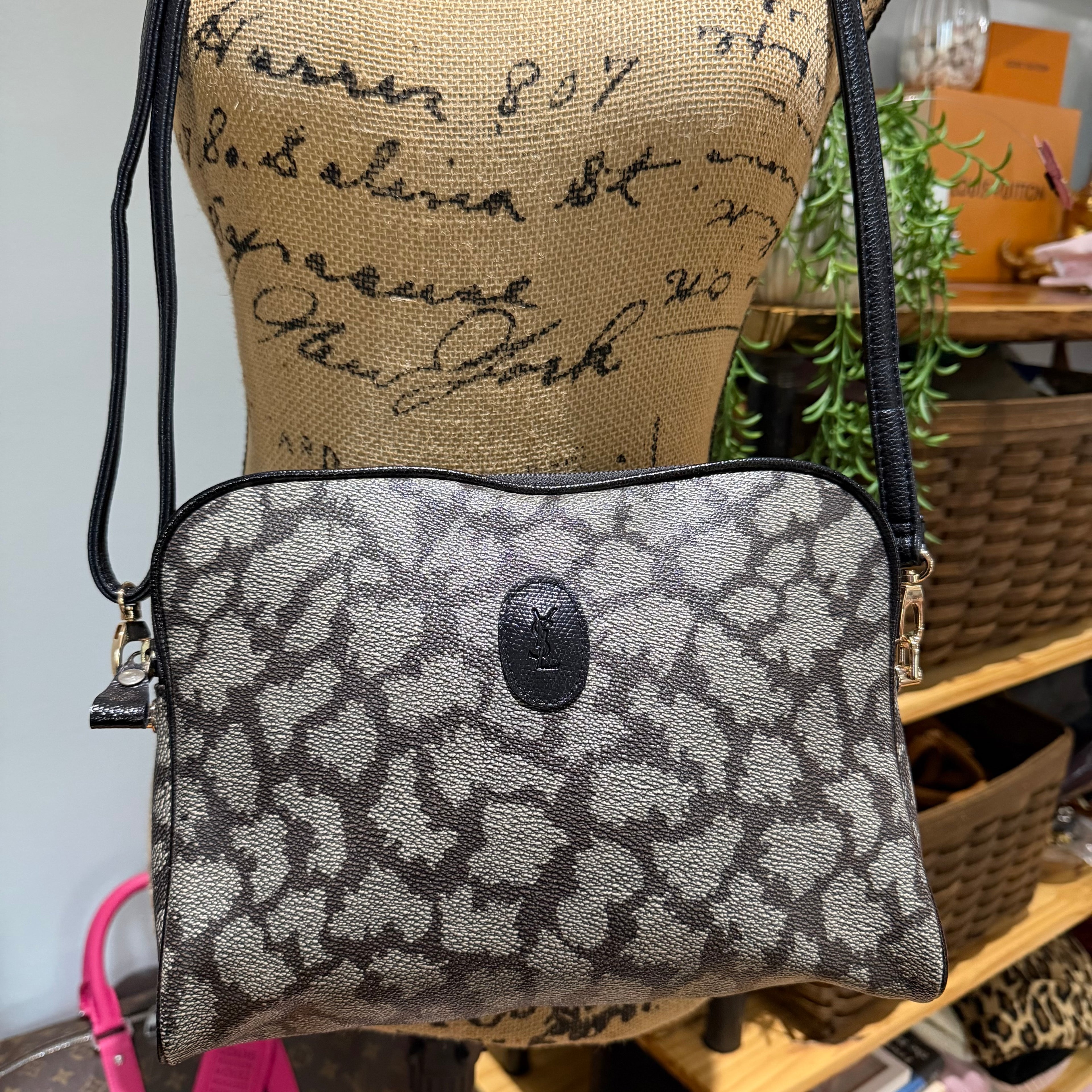 The Junco Crossbody - Vintage YSL in Giraffe Print with Black