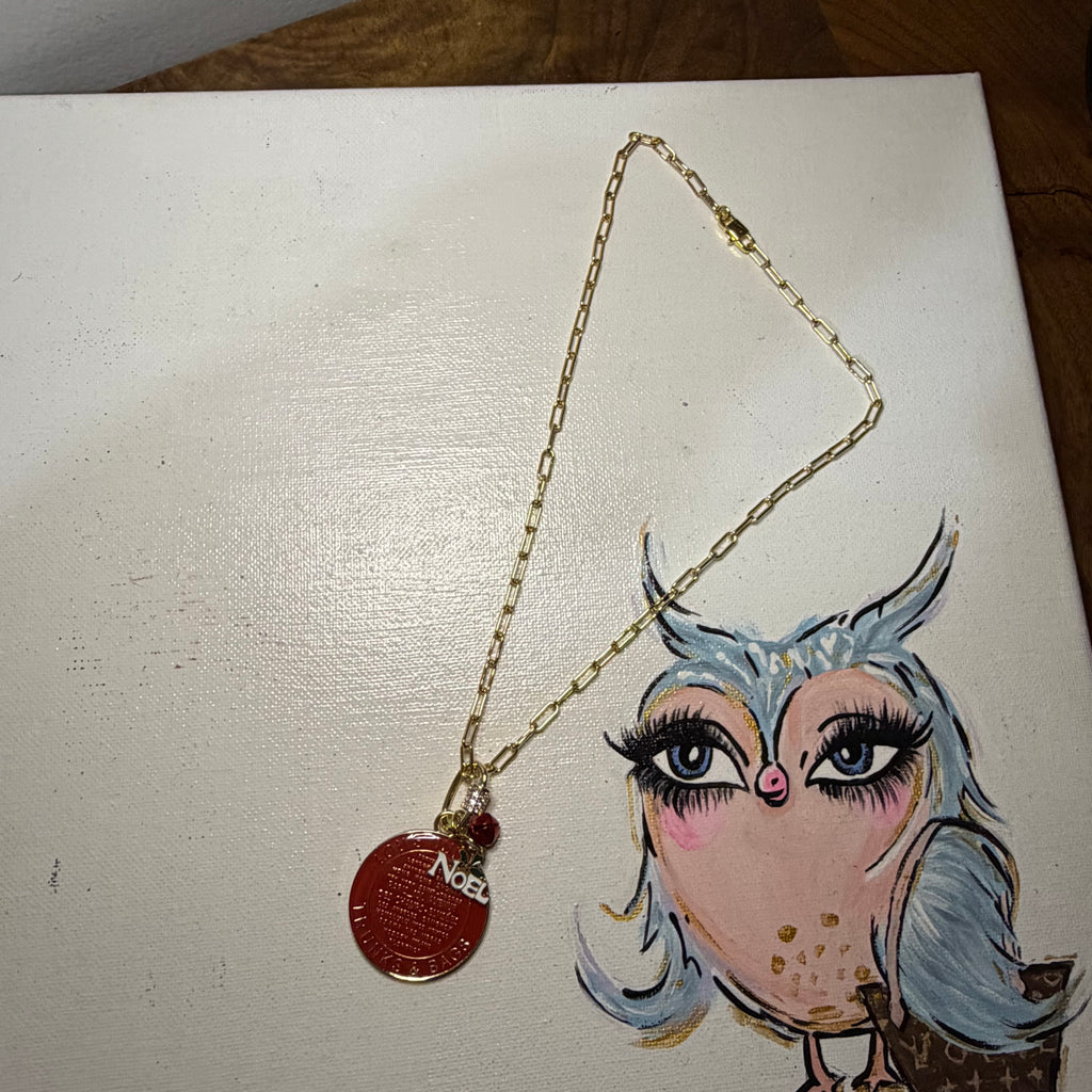 Large Red Christmas LV Trunks & Bags with Gold-Filled Necklace