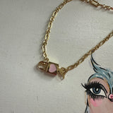 Louis Vuitton LV Lock Charm on Gold-Filled Paperclip Chain