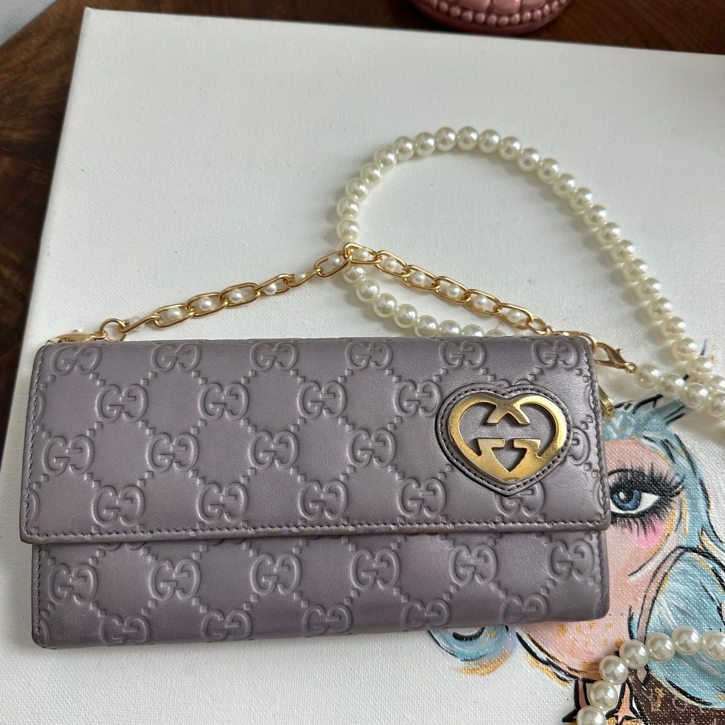 The Junco Wallet/Crossbody - Vintage GG in Pale Purple