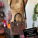 The Smaller Tote Bag - Vintage Brown LV with Black Handles (9x7x5)