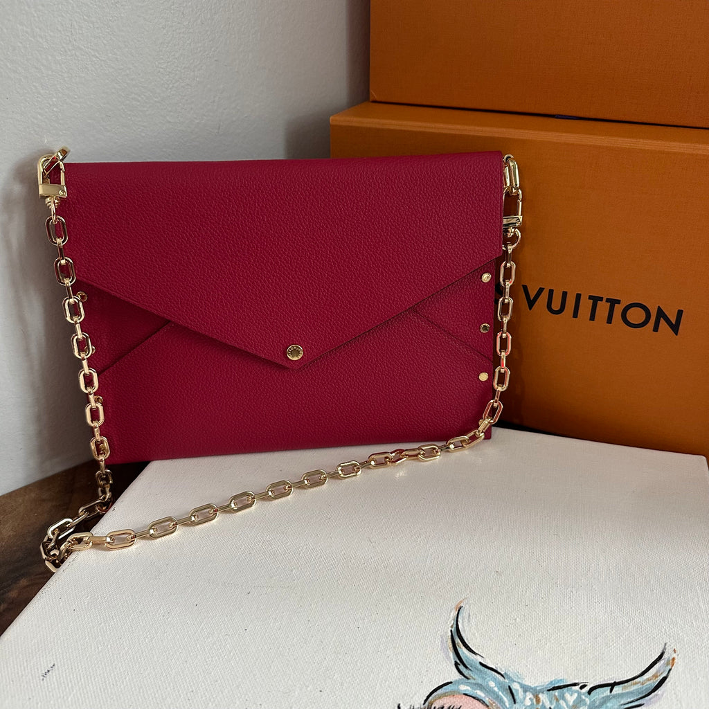 The Pelican Shoulder Bag - Upcycled Louis Vuitton Envelope Bag in Red