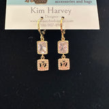 Upcycled Blingy LV Charm Earrings