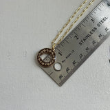 Upcycled Brown Circle LV Charm Necklace - Gold-Filled Paperclip Chain