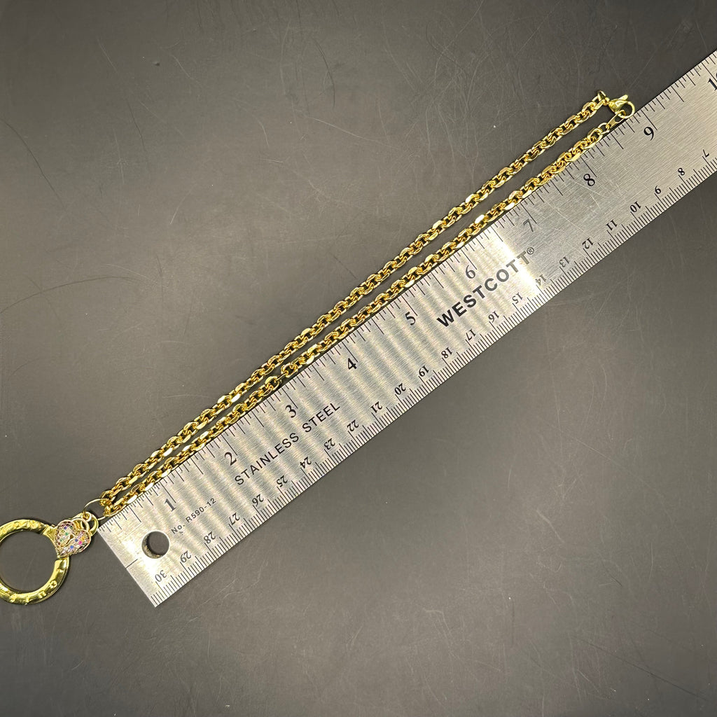 Repurposed LV Keyring with Blingy Heart Charm Necklace