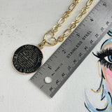 Large Black LV Trunks & Bags Charm on Gold-Filled Paperclip Chain Necklace