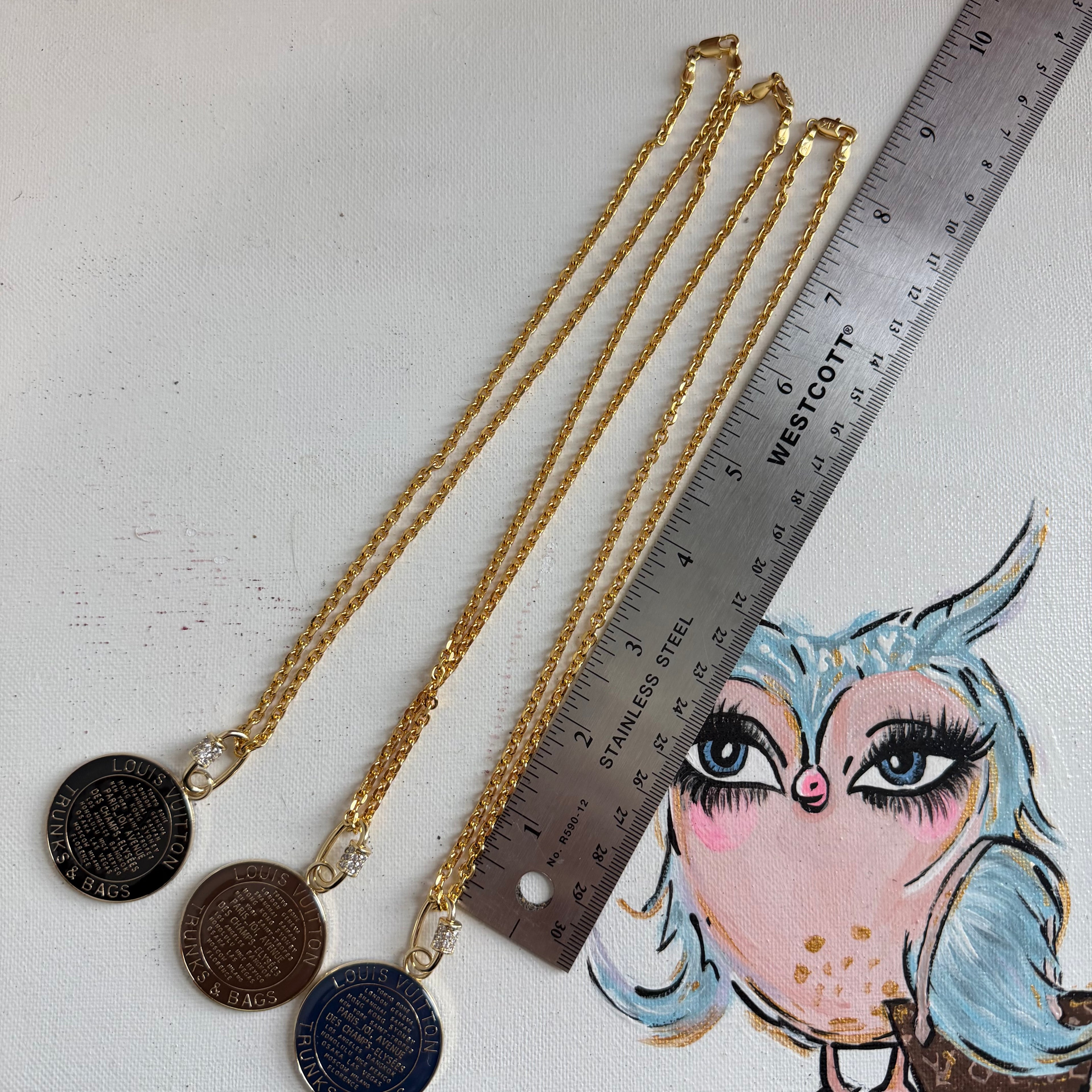 Large Upcycled LV Trunks & Bags Charm on GF Chain Necklace - choose your favorite color!