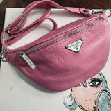 Pink Leather Prada Tag Sling/Fanny Pack Bag