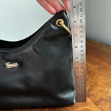 The Grackle - Vintage Gucci Bamboo Shoulder Bag in Black Leather