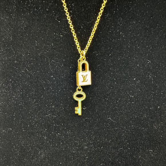 LV Double Charm Necklace - Gold-Filled Rolo Chain