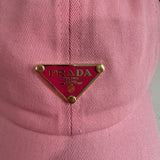 Upcycled Pink/Gold Prada Tag Hat in Non-distressed Pink