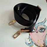 Black Canvas Crossbody Strap with Vachetta Ends
