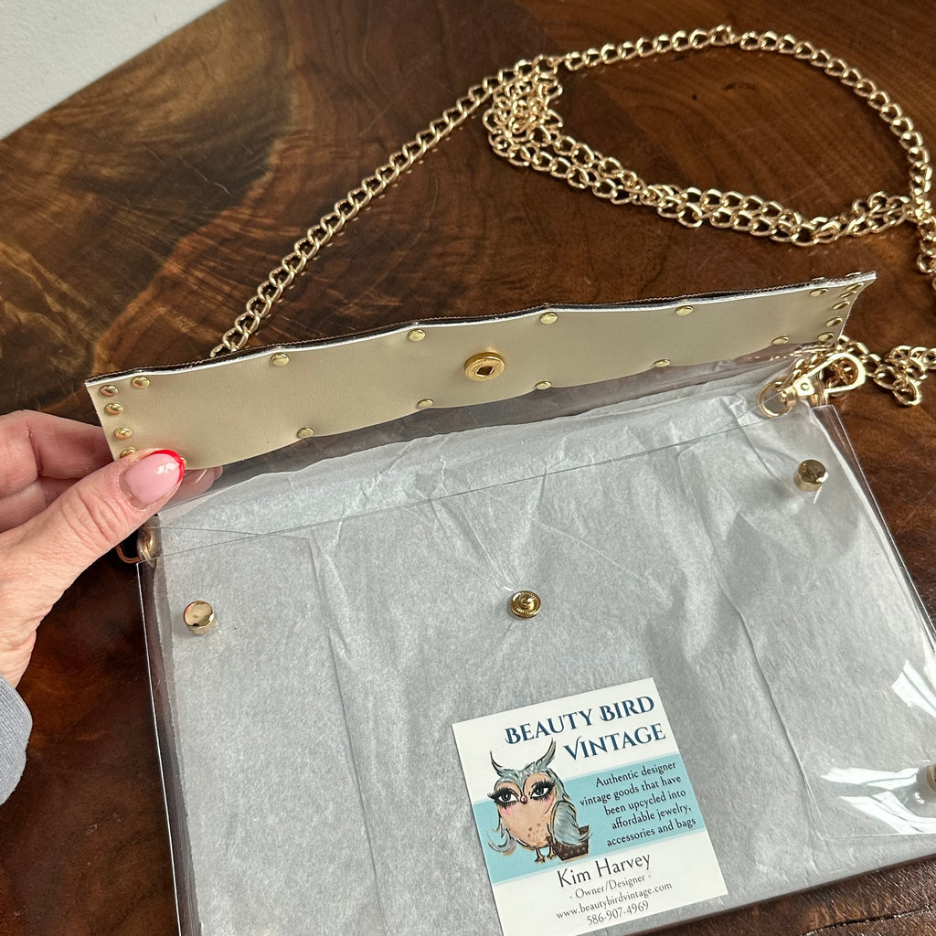 Upcycled Monogram LV on Take Me Out to the Ball Game Clear Crossbody Stadium Bag - Larger