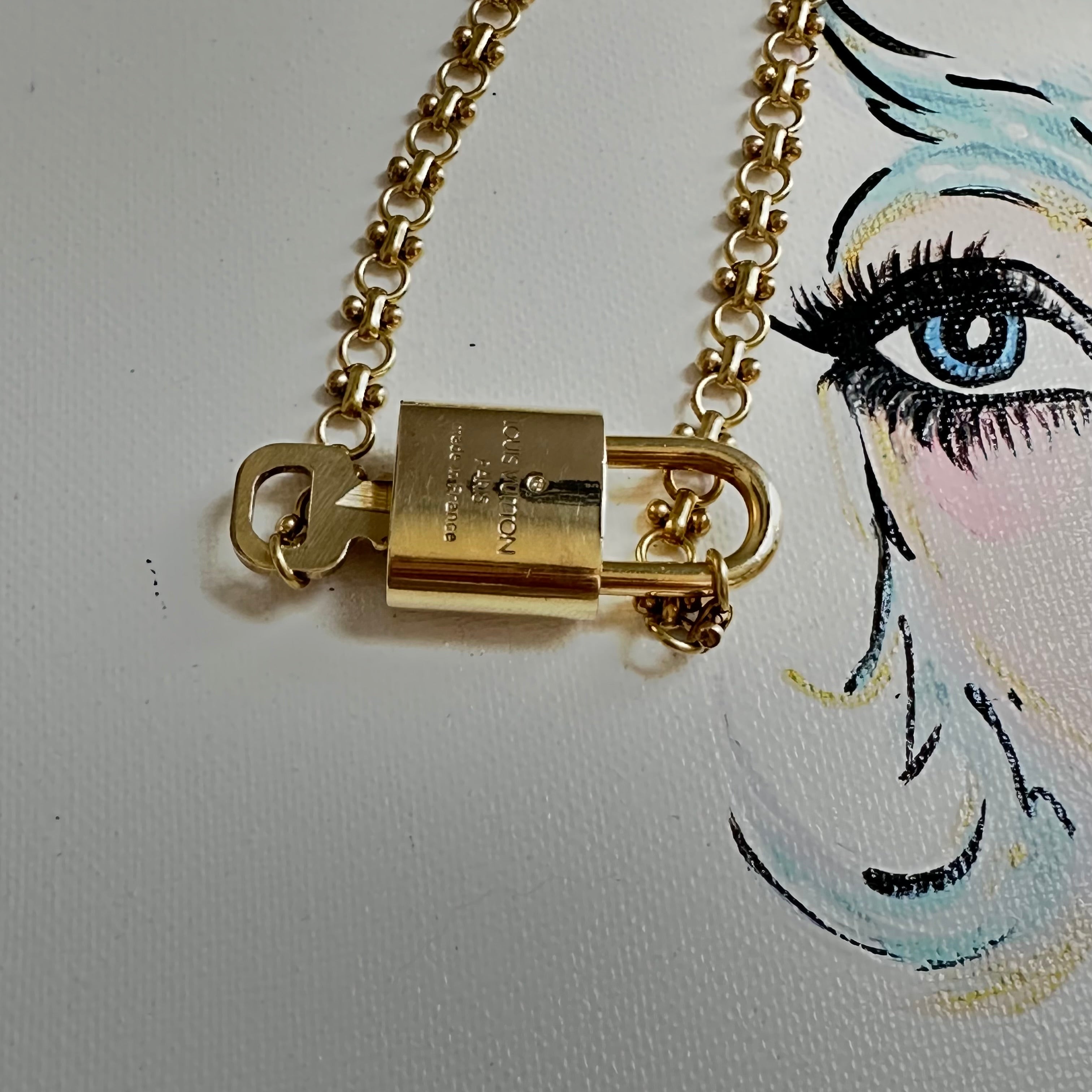 Key to My Heart Necklace - Upcycled LV Padlock on Brass Chain