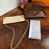 The Junco Wallet on Chain - Vintage Damier in Brown