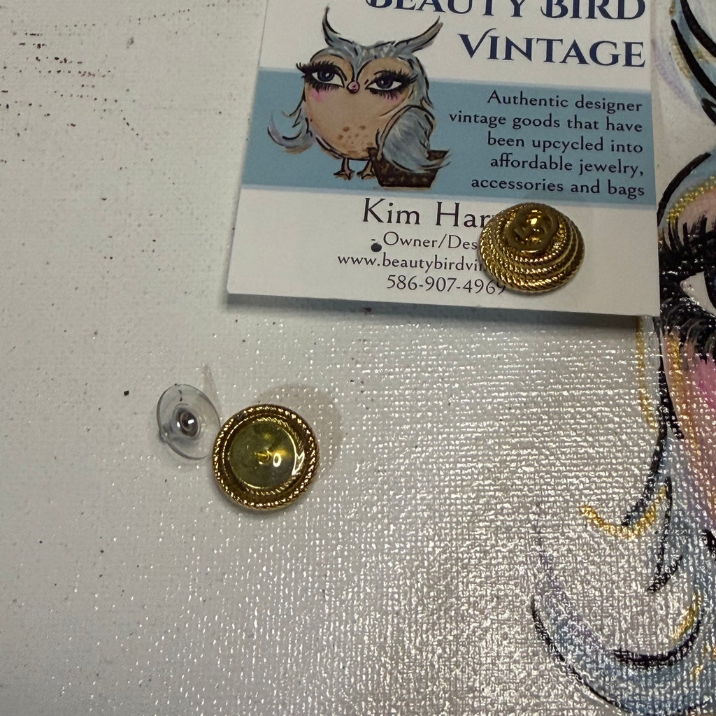Upcycled Gold Gucci GG Button Earring Studs