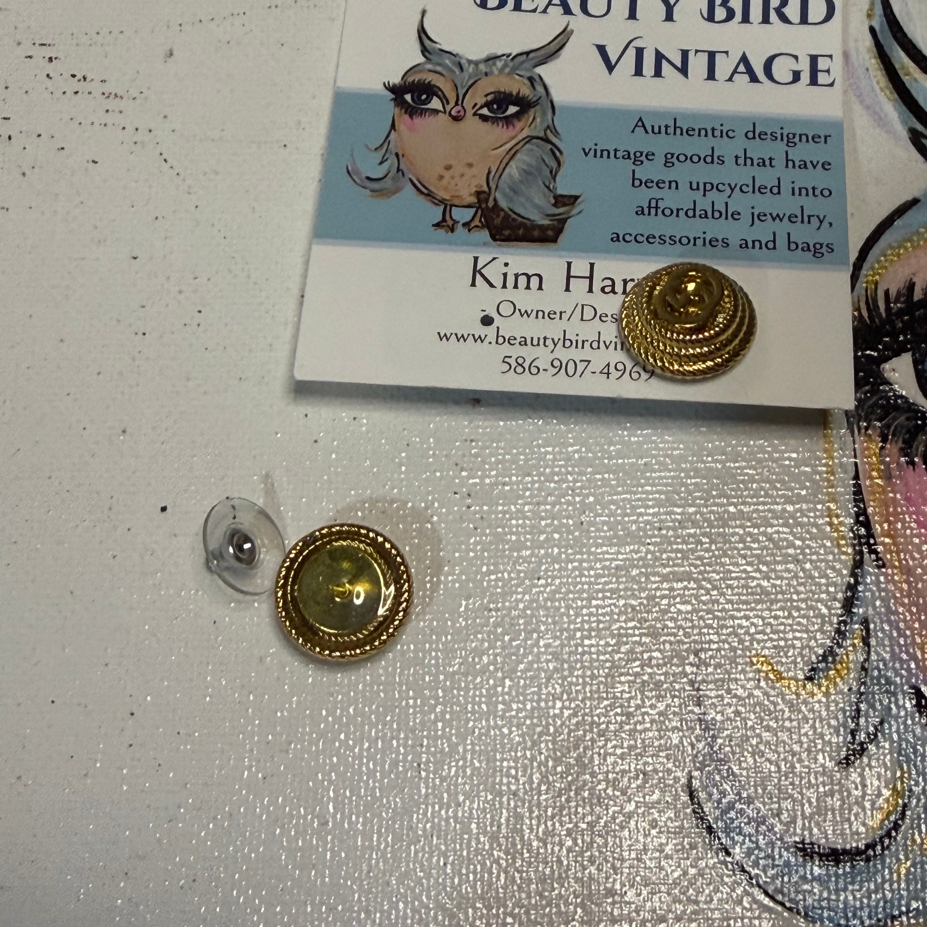 Upcycled Gold Gucci GG Button Earring Studs