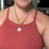 Upcycled LV Clasp with Charm on Gold-Filled Chain Necklace
