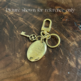 Repurposed LV Key Pendant with Blingy Heart Charm Necklace