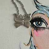 Upcycled Gucci Blue Butterfly Charm Necklace