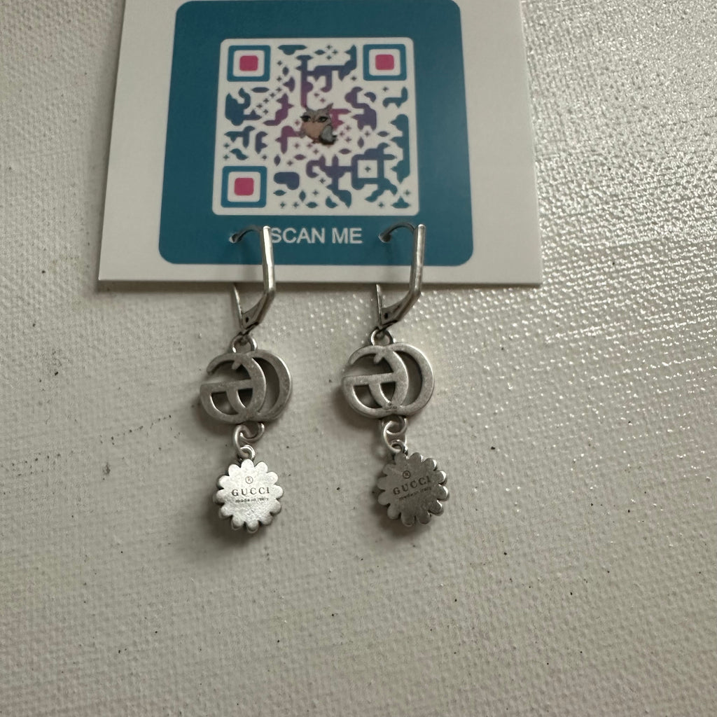 Upcycled Silver Gucci GG Flower Earrings