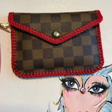 The Falcon Mini Shoulder Bag/Wristlet - Vintage LV Damier in Red
