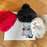Slouchy Beanie with Pom with Upcycled LV Patch