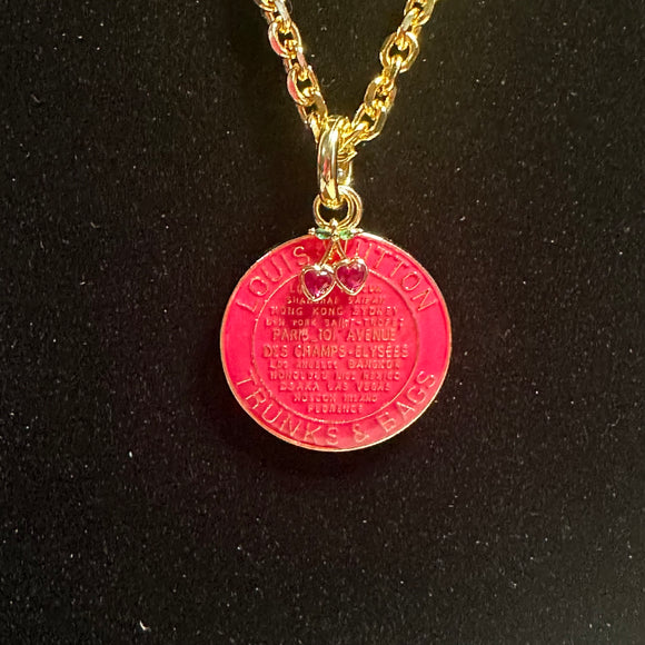 Large Hot Pink LV Trunks & Bags with Cherry Charm Necklace
