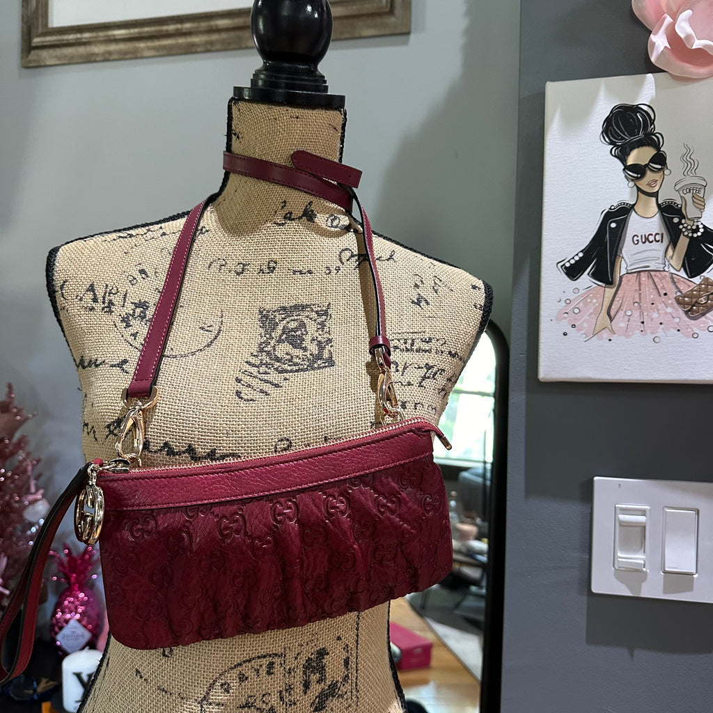 The Junco Crossbody - Gucci Guccisima Leather in Deep Red