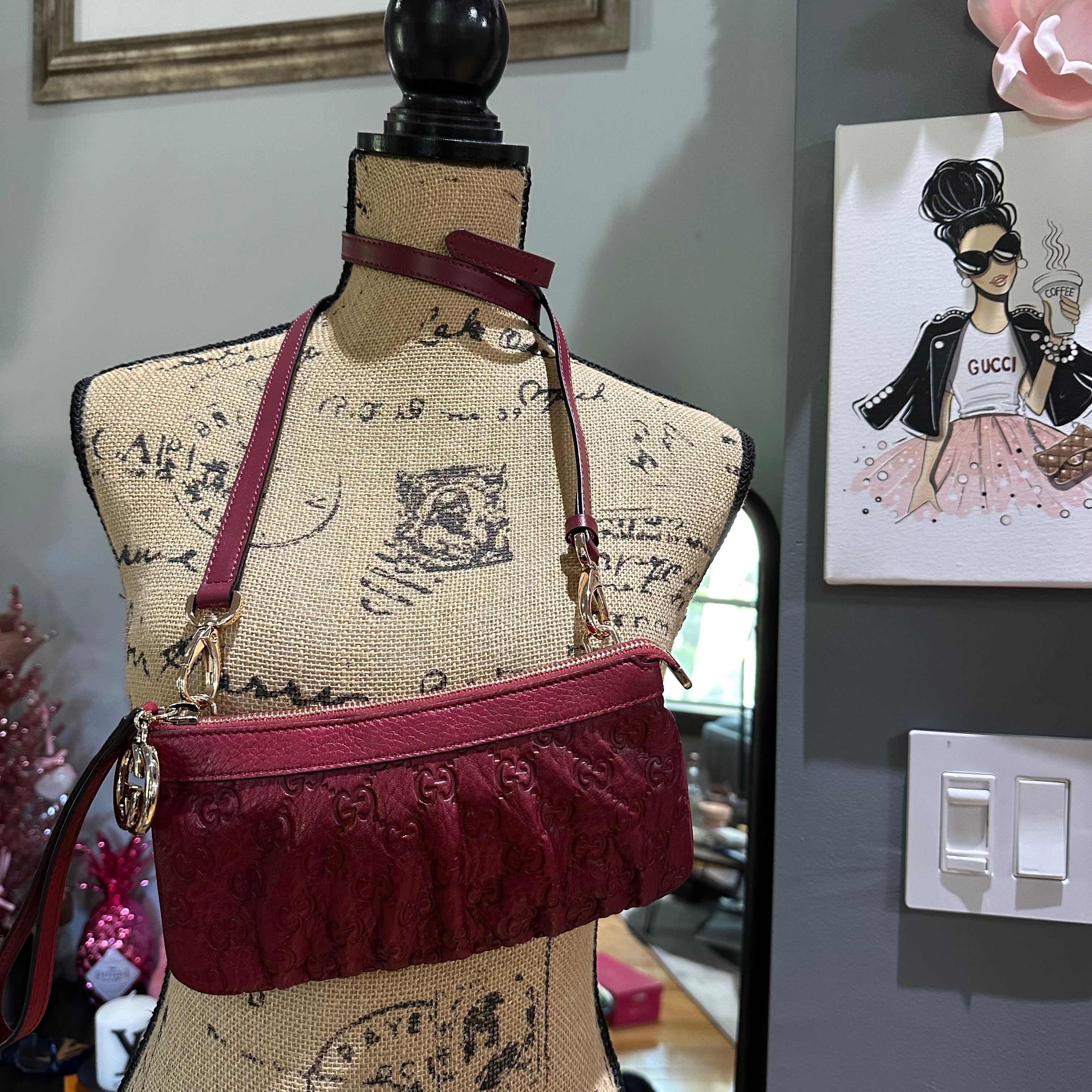 The Junco Crossbody - Gucci Guccisima Leather in Deep Red