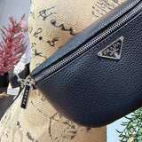 Black Leather Prada Tag Sling/Fanny Pack Bag (smaller)
